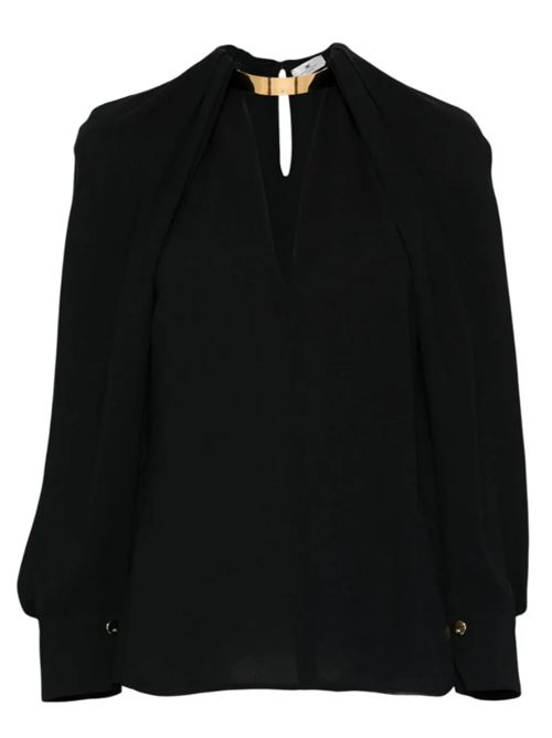 GEORGETTE BLOUSE WITH JEWEL DETAIL ELISABETTA FRANCHI | CA12961E2110 nero